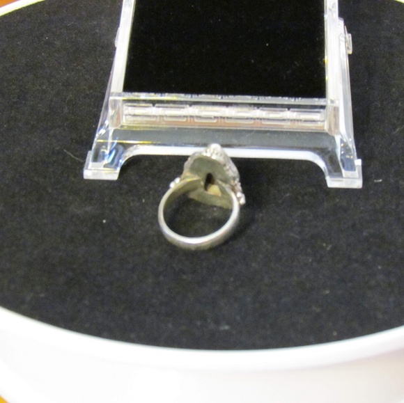 Southwest Sterling Triangle Red Fire Opal Ring - Picture 3 of 3